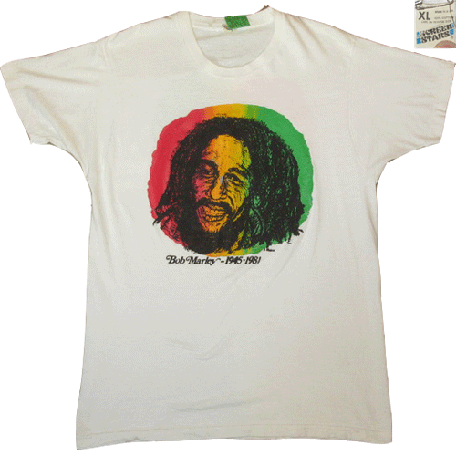 USED 80's BOB MARLEY PETER TOSH レゲエ Tシャツ WHT / 210407
