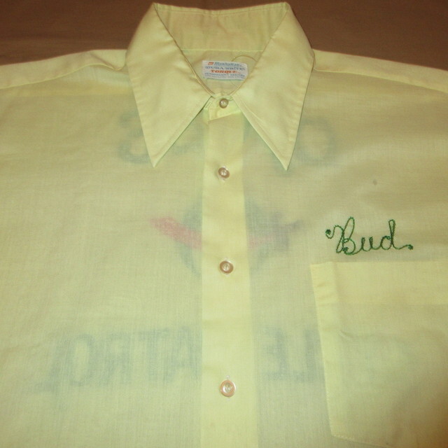USED 70's MANHATTAN シュライナー チェーンステッチ刺繍 半袖シャツ YEL / 210802