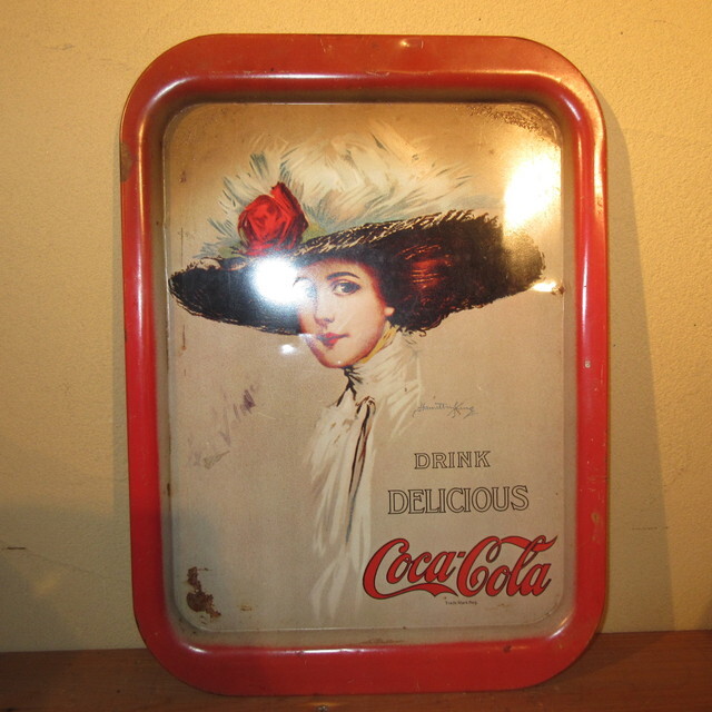 画像1: USED アンティーク 雑貨 Coca Cola コカコーラ ティン缶 トレイ / 211215 (1)