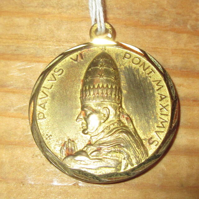 画像1: アンティーク 1975年 PAVLVS VI PONT MAXIMVS ローマ教皇 パウロ6世 メダイ メダル ペンダントヘッド / 220614 (1)