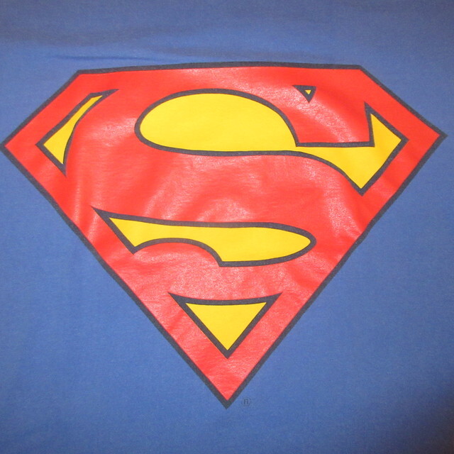 画像1: USED 90's SUPER MAN スーパーマン アメコミ ムービー Tシャツ BLUE / 220719 (1)