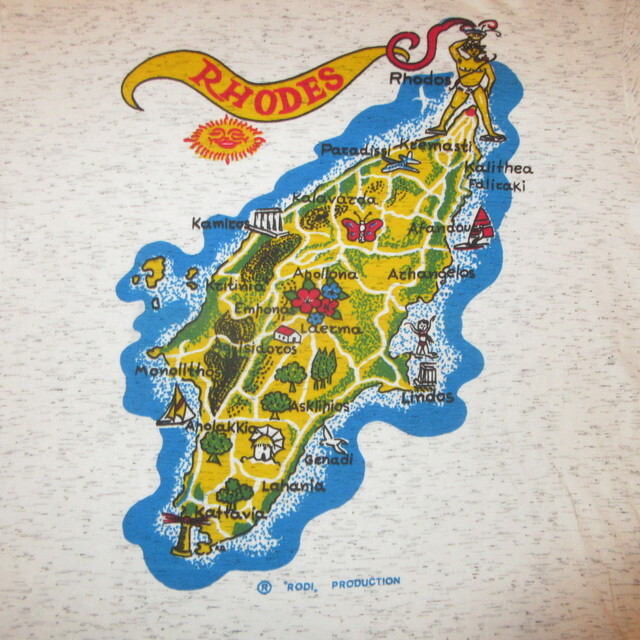 画像1: USED 90's RHODES ギリシャ ロードス島 スーベニア Tシャツ 2 GRY / 220811 (1)