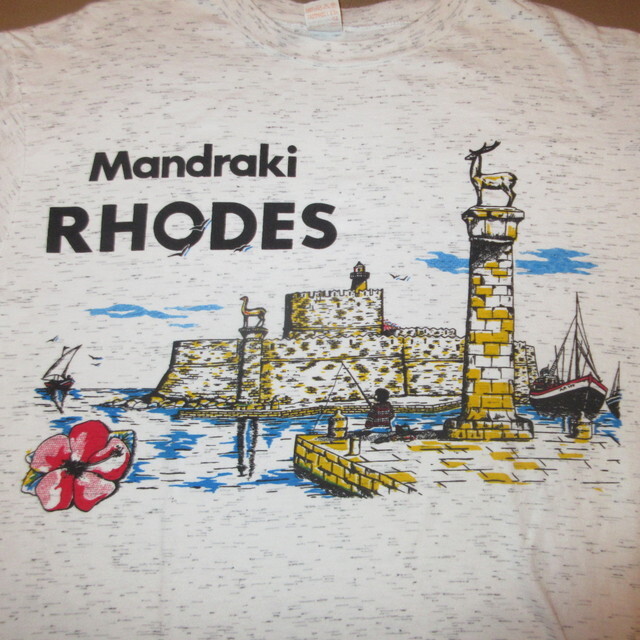画像1: USED 90's RHODES ギリシャ ロードス島 スーベニア Tシャツ 1 GRY / 220811 (1)