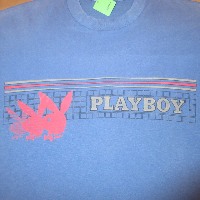 画像1: USED 80's PLAYBOY プレイボーイ Tシャツ BLUE / 220908 (1)