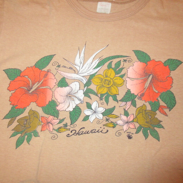 【希少】 60s Healthknit Tシャツ パイル生地 花柄 ハイビスカス